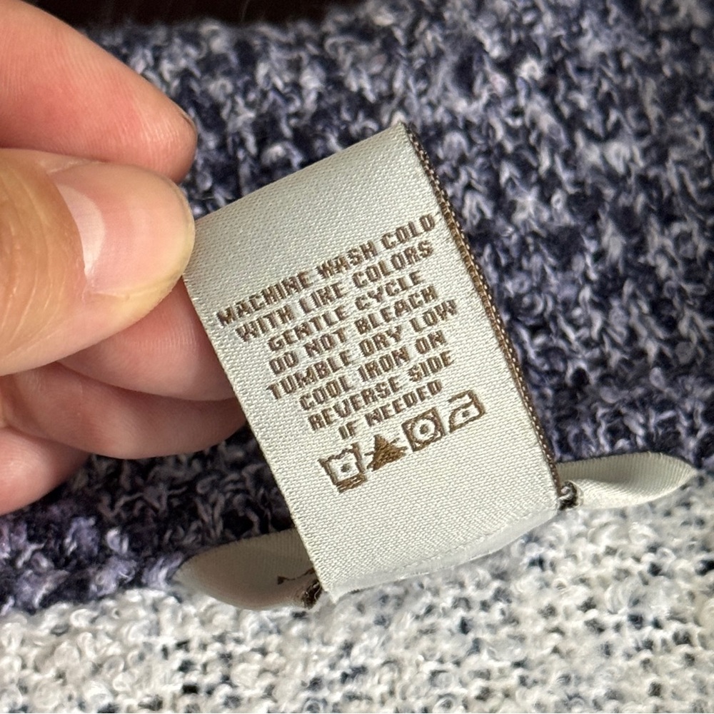 Multiples Large Blue White Patchwork Knit Cardiga… - image 7